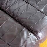 1970s brown leather modular sofa