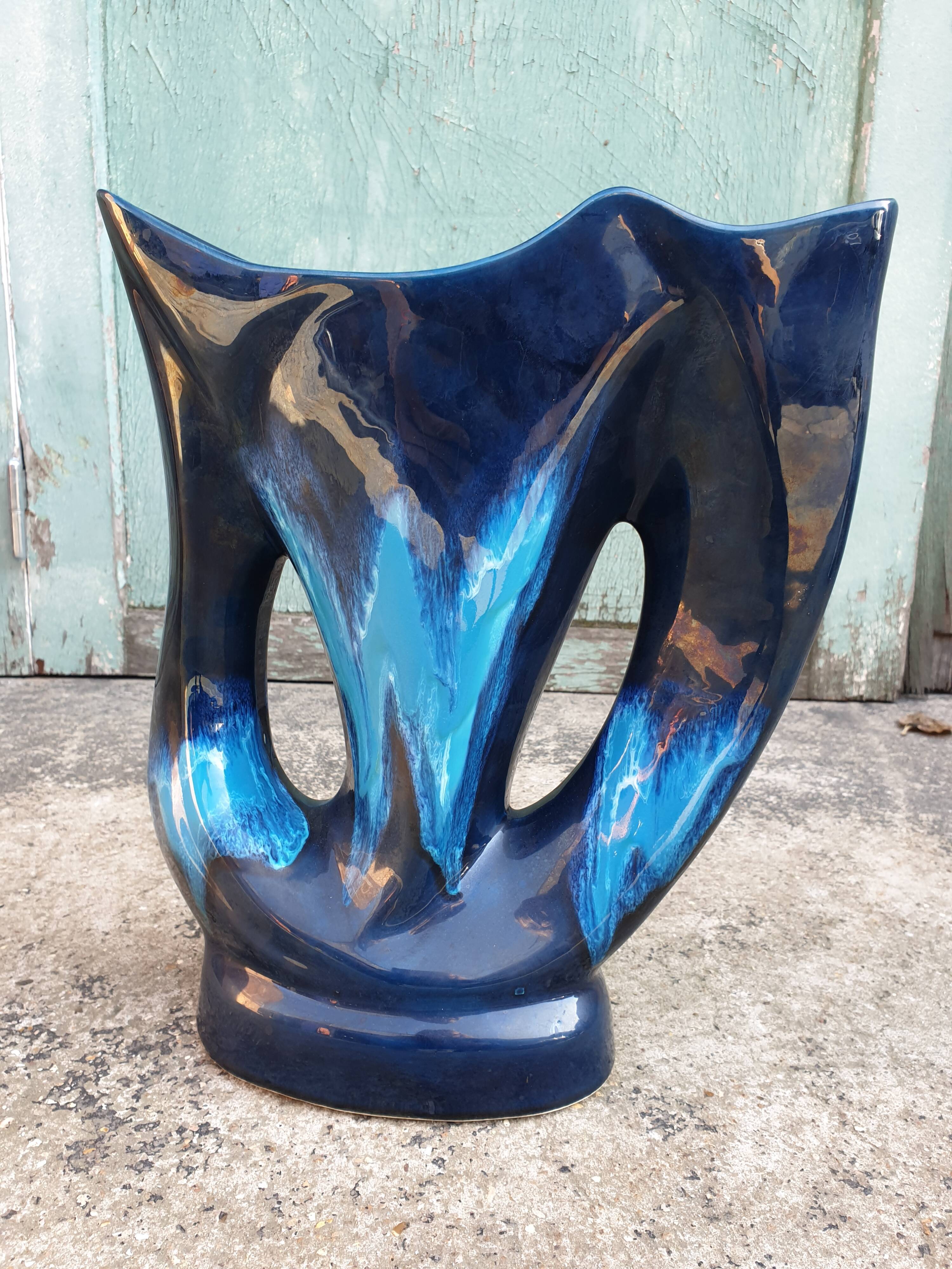 Large Vallauris vase with two handles 1950s 1960s