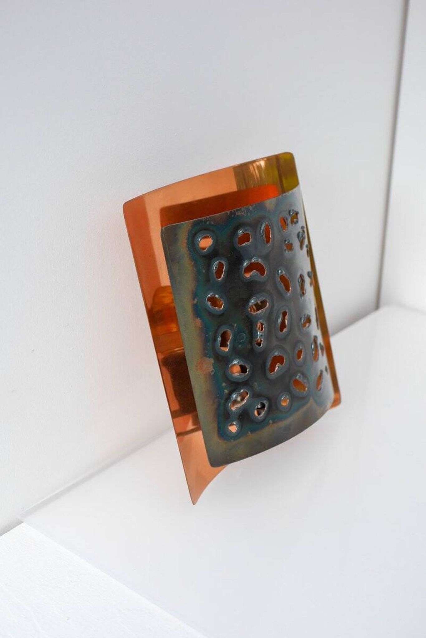 Vintage Brutalist copper wall sconce from Boréns, 1960s
