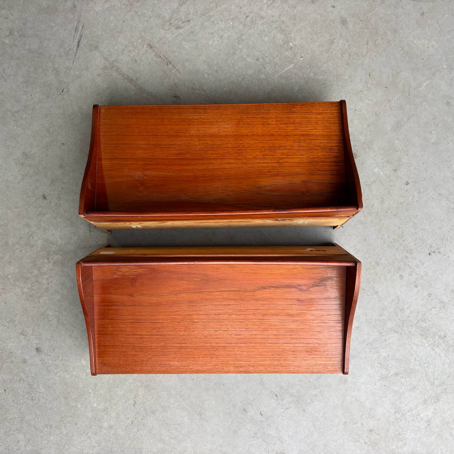 Vintage Danish floating nightstands teak