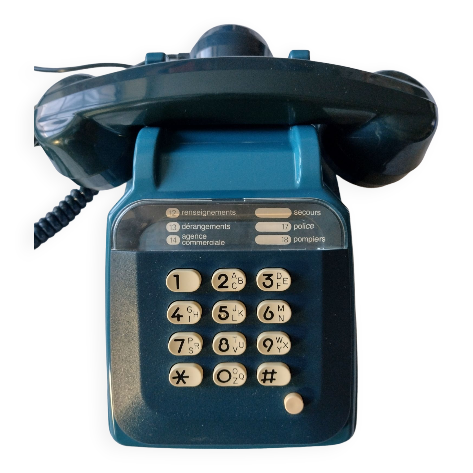 Old Blue Phone Vintage S63 Socotel with Ptt Keyboard