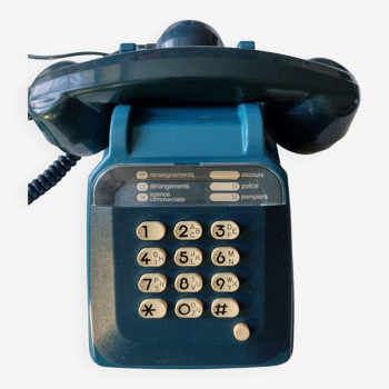 Ancien téléphone bleu vintage s63 socotel à clavier ptt