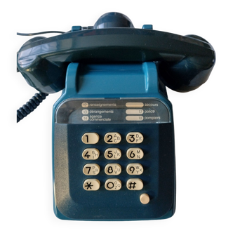 Old Blue Phone Vintage S63 Socotel with Ptt Keyboard