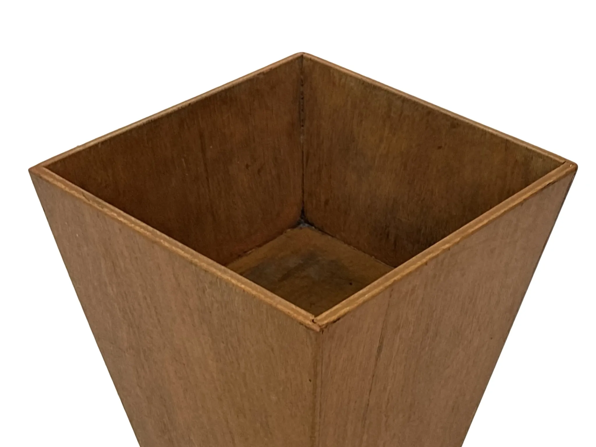 Vintage wooden planter with a minimalist, geometric design