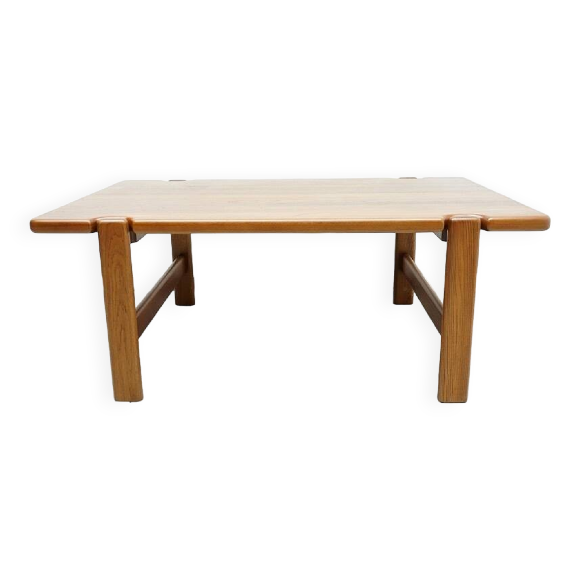 Elegant bench in vintage solid teak wood. after professional renovation.