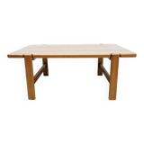Elegant bench in vintage solid teak wood. after professional renovation.