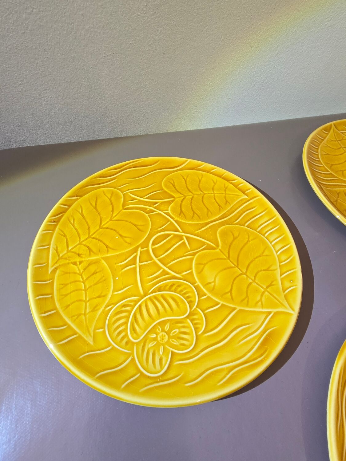 6 Sarreguemines water lily plates
