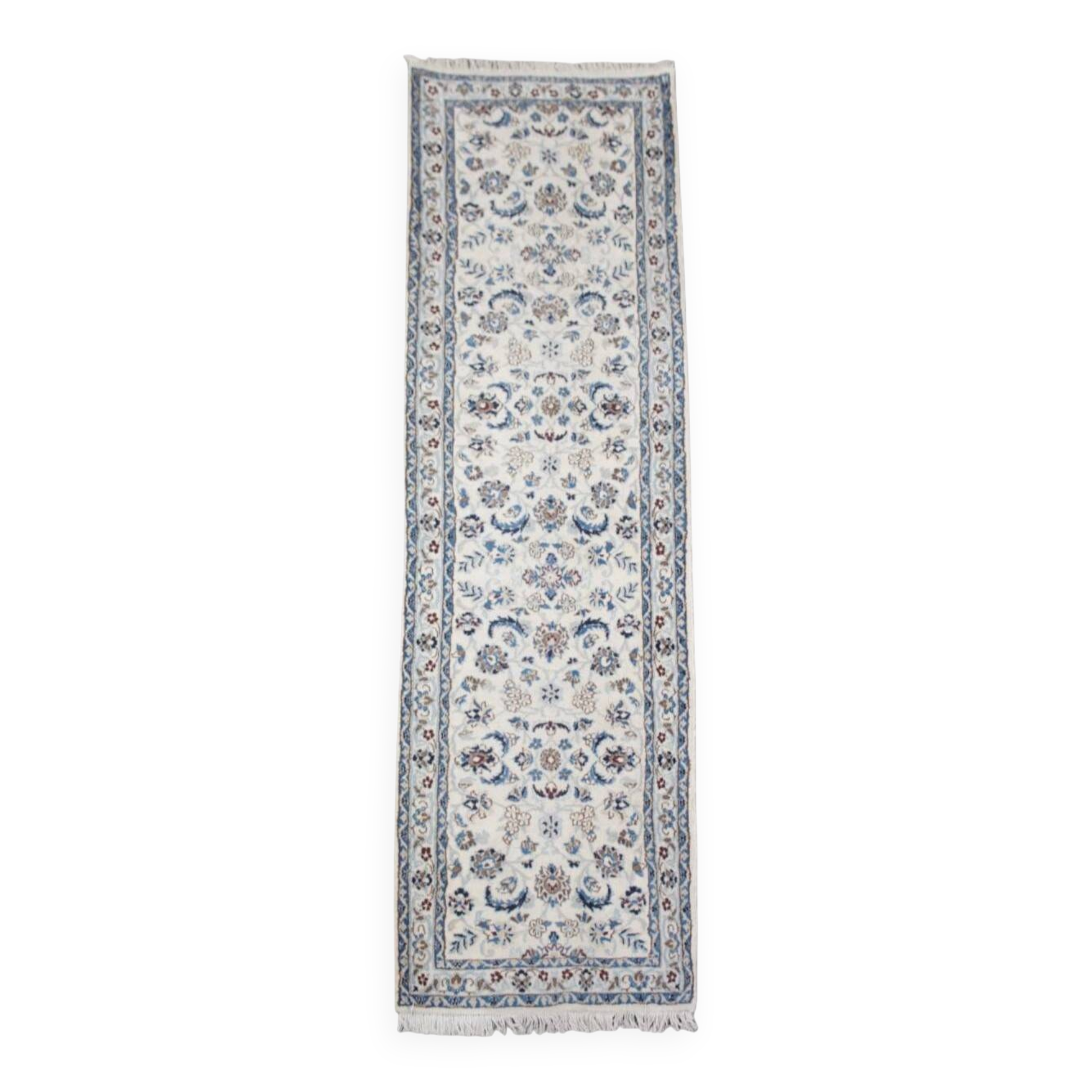 Predominantly white and blue runner 280x75cm