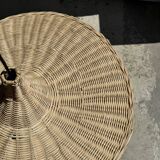 Small suspension, rattan luminaire in hat shape D:60cm