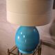 large living room lamp in cracked turquoise blue ceramic 1970 to 80, h53x40 elec ok