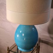 large living room lamp in cracked turquoise blue ceramic 1970 to 80, h53x40 elec ok