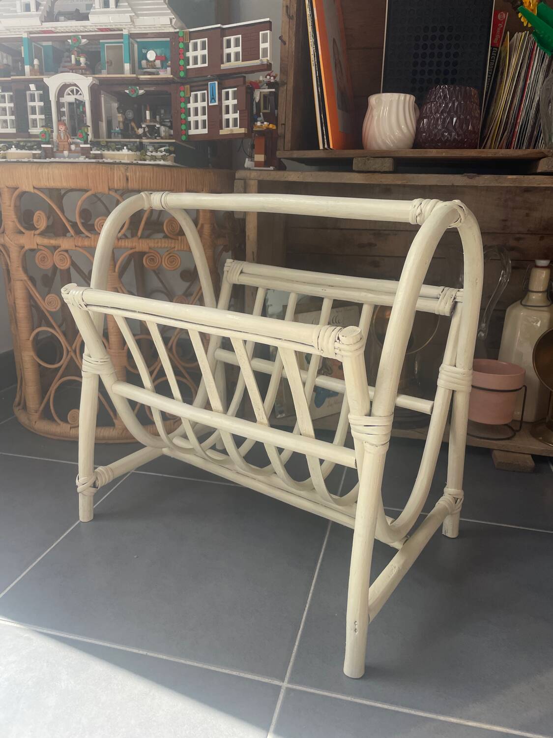 Rattan magazine rack