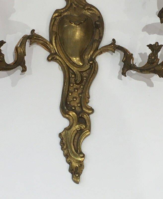Pair of Louis XV style bronze wall sconces
