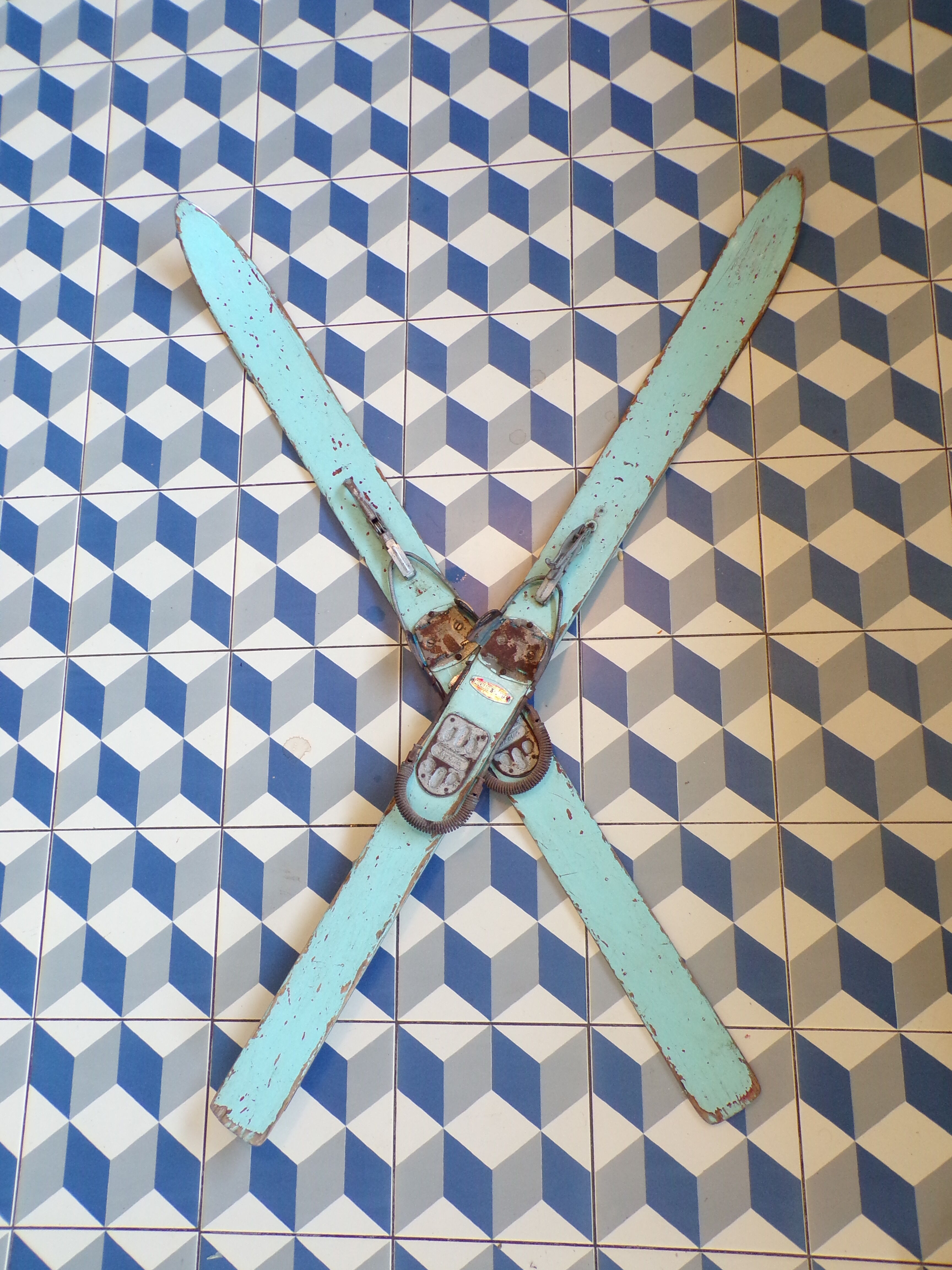 Vintage wooden skis