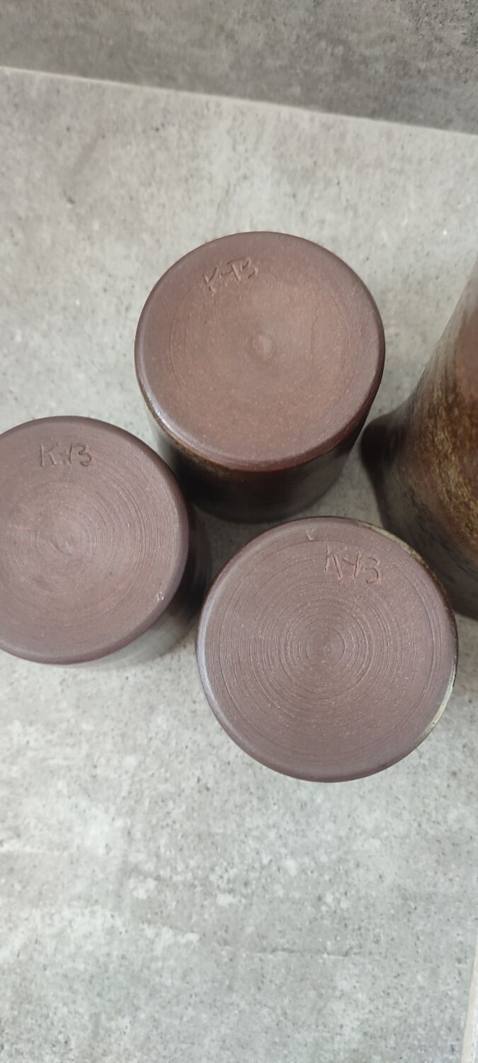 Ceramic workshop service in stoneware signed by karoly balogh.