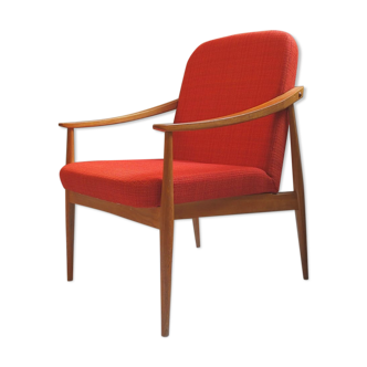 Fauteuil scandinave des années 60 rouge