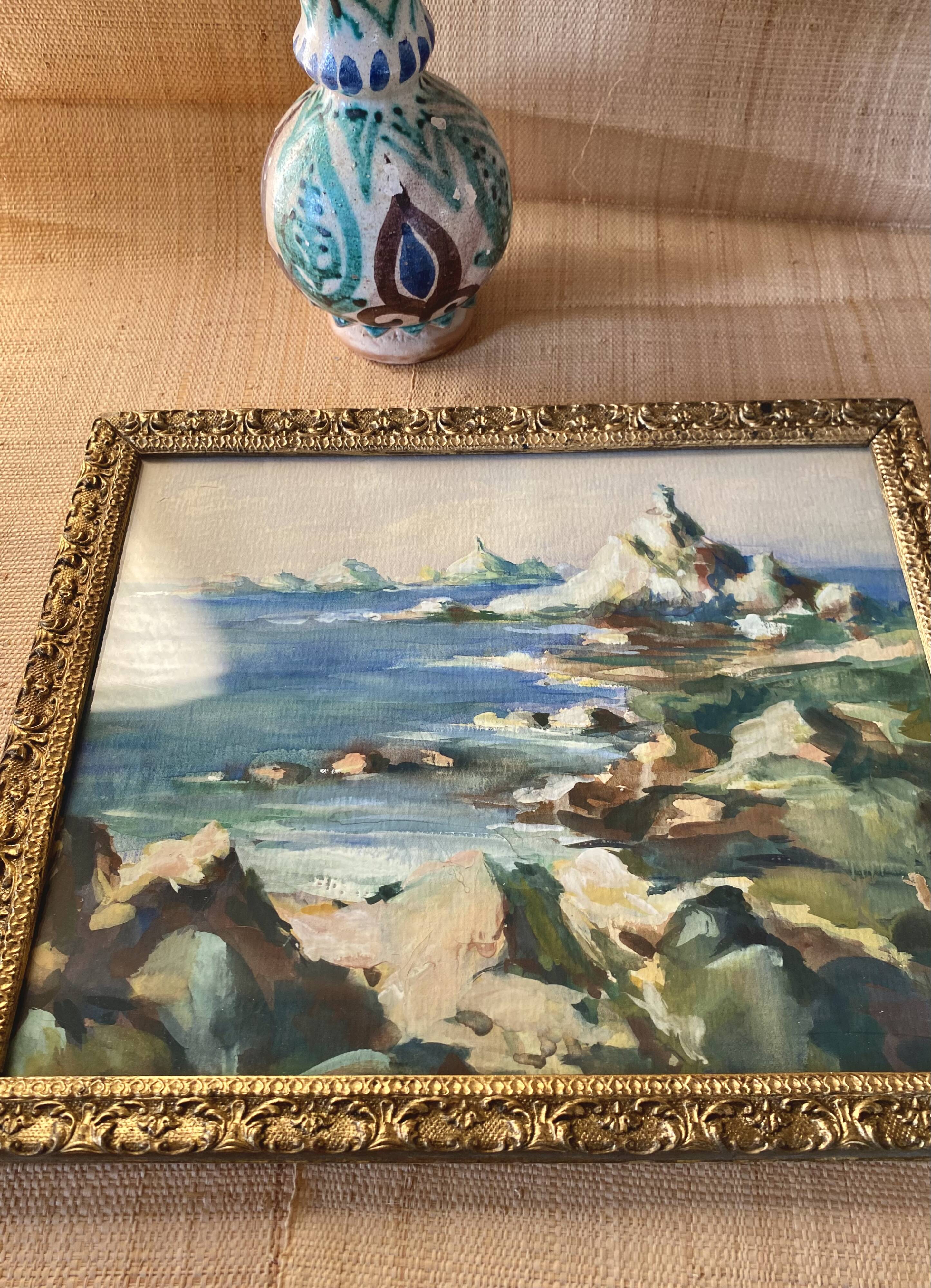 Oil "les Sanguinaires" under glass, 1950s-60s