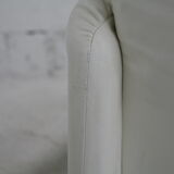 Maralunga sofa by Vico Magistretti, Cassina, white leather, Italy, circa 1970