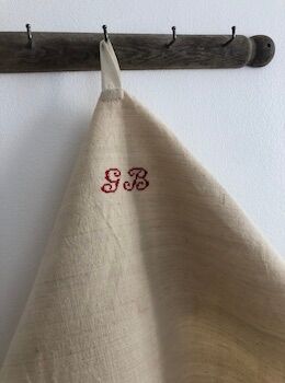 Pair of hemp tea towels, old linen