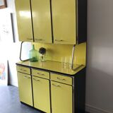 Buffet de cuisine vintage en formica jaune