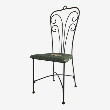 Chaise de jardin verte fonte d'acier vintage