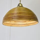 Vintage pendant lamp in bamboo and wicker, 1960s.