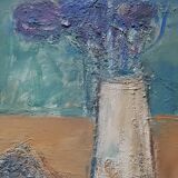 Painting by Nagao Usui: "Bouquet of flowers and fish"