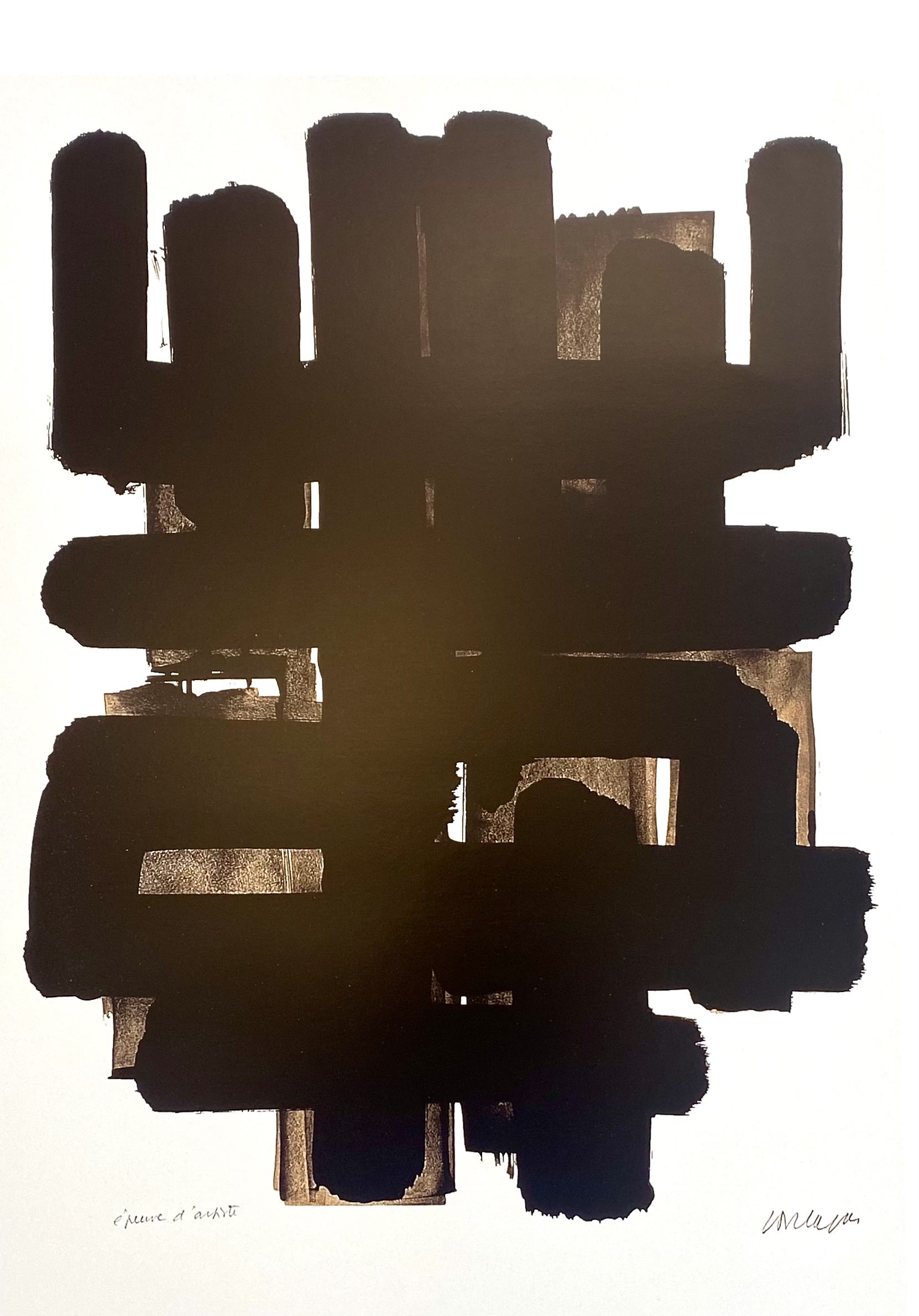 Pierre Soulages, poster representing lithograph #3, Soulages Museum Edition of Rodez, circa 2020