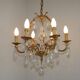 Mid Century Louis XV style cage chandelier - 6 arms - Brass and Crystal