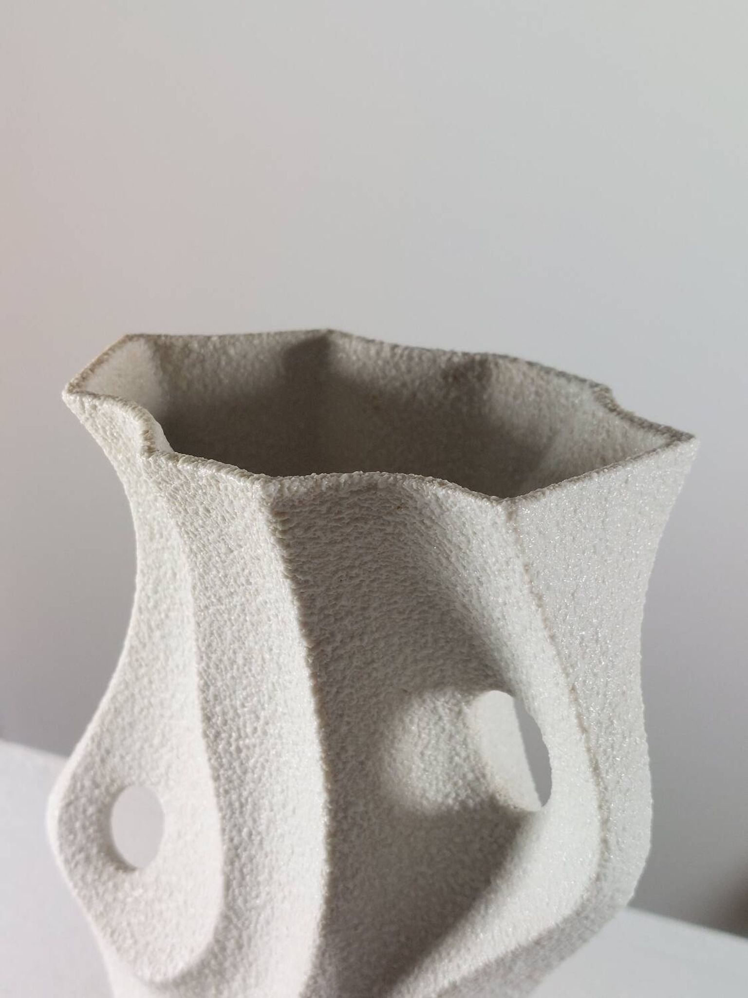 Vintage organic biscuit porcelain vase from the mid-century by Sgrafo Modern.