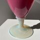 Vintage pink opaline glass vase, white foot h: 53cm