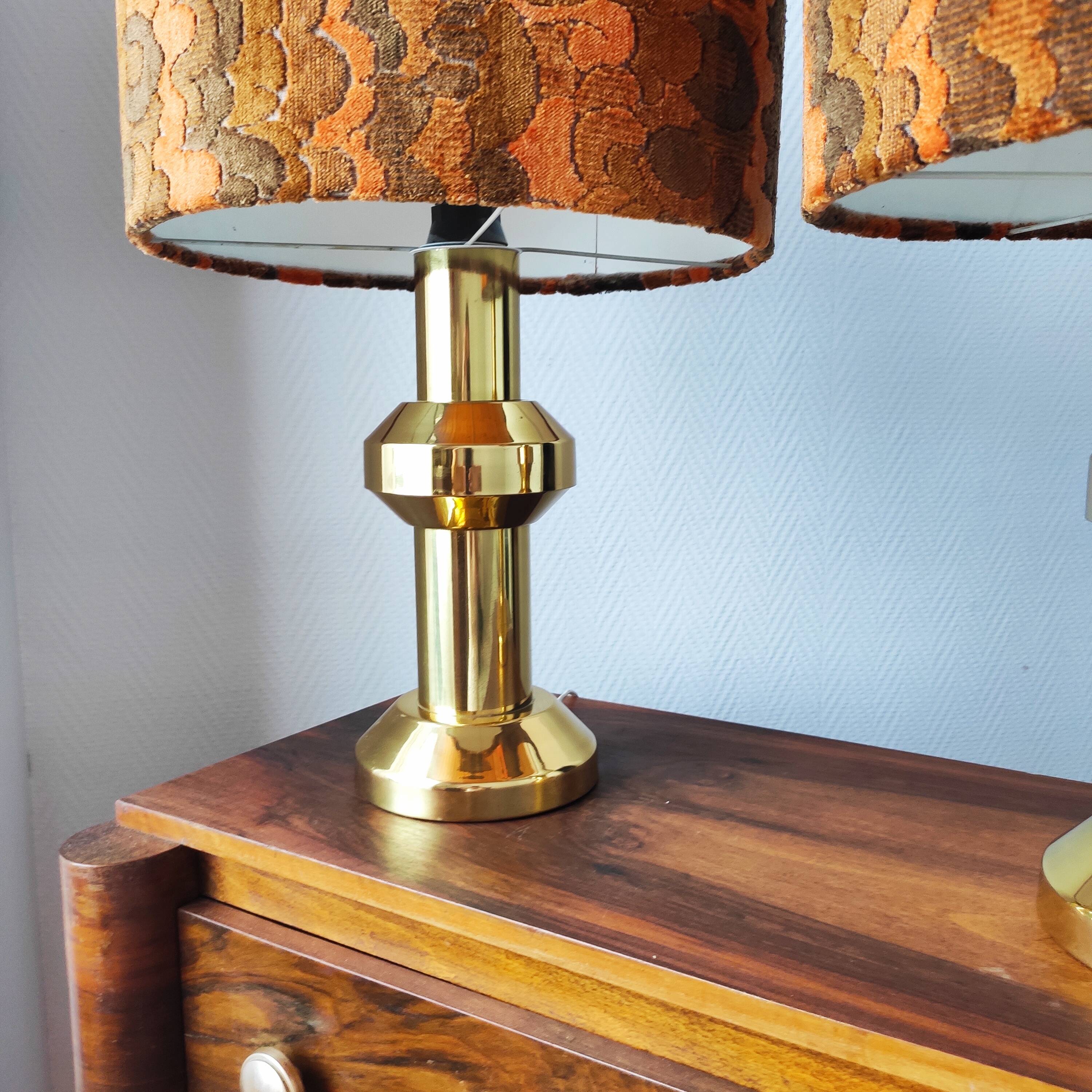 Pair of large vintage 1970s brass living room lamps