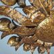 Large mid-century sunburst ceiling lamp, gilded metal with floral motif, 1950s