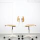 Vintage White & Wooden Swivel Office Chair, 70s
