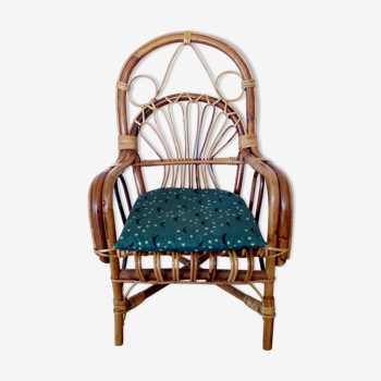 Vintage armchair in rattan and bamboo
