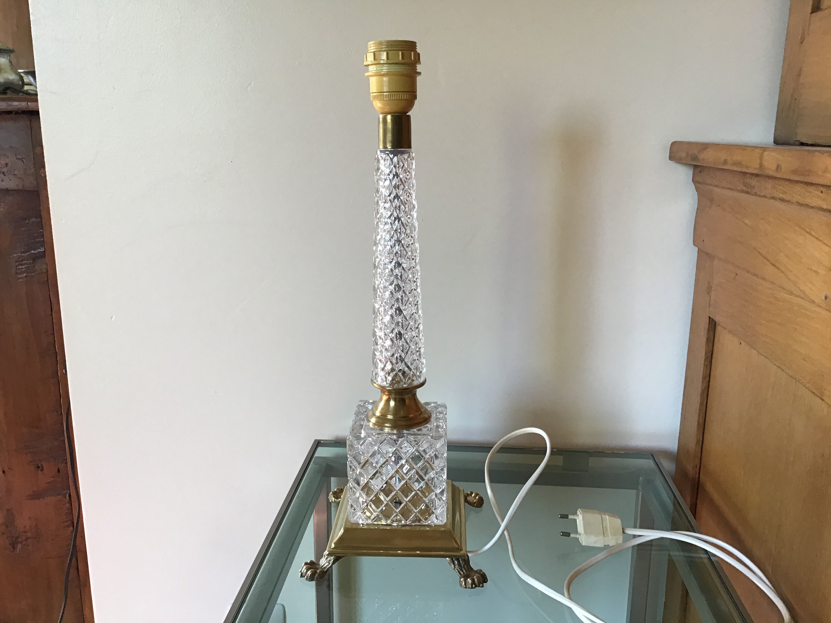 Brass and crystal lamp foot