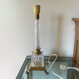 Pied de lampe en laiton et cristal