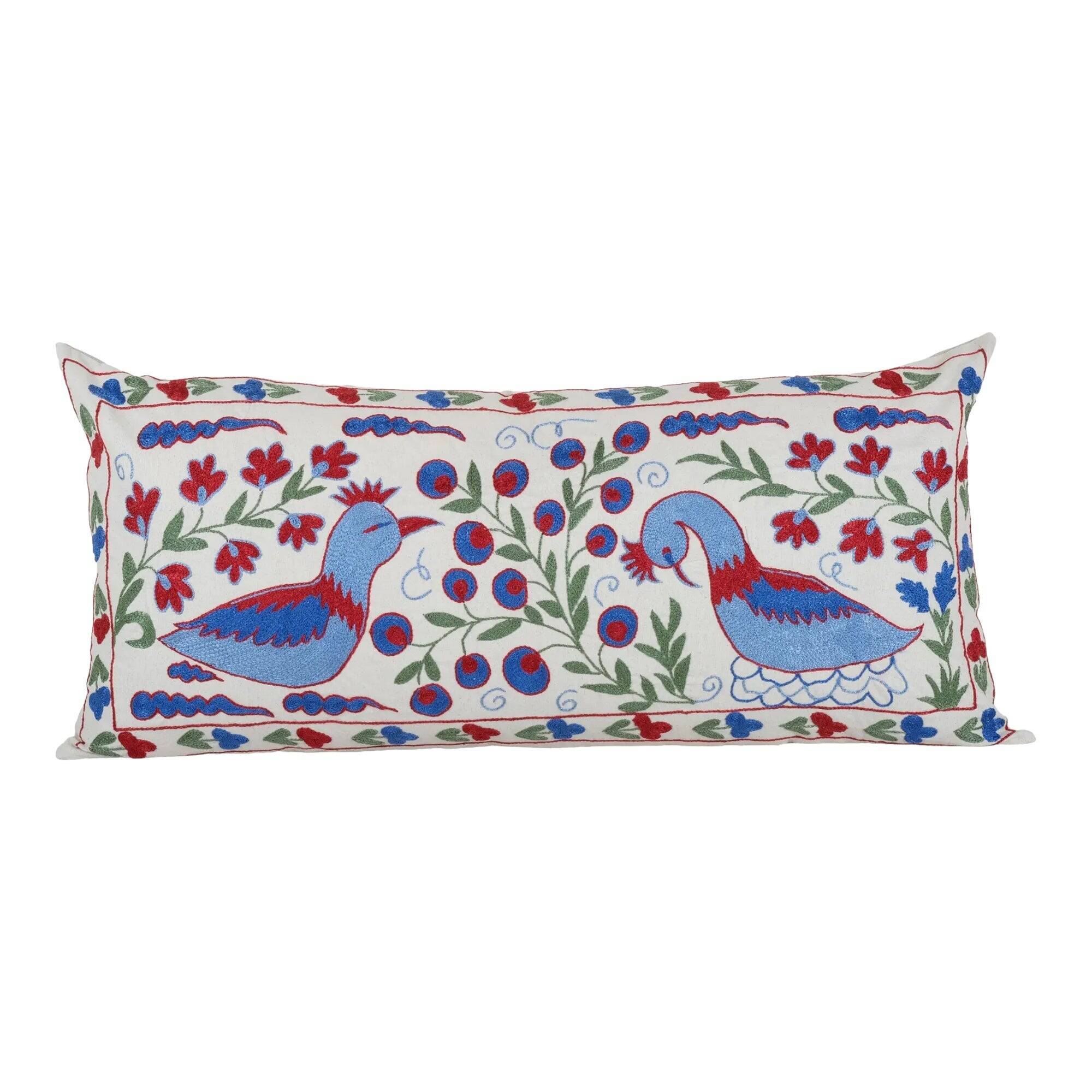 Housse de coussin brodée vintage 46x91 cm