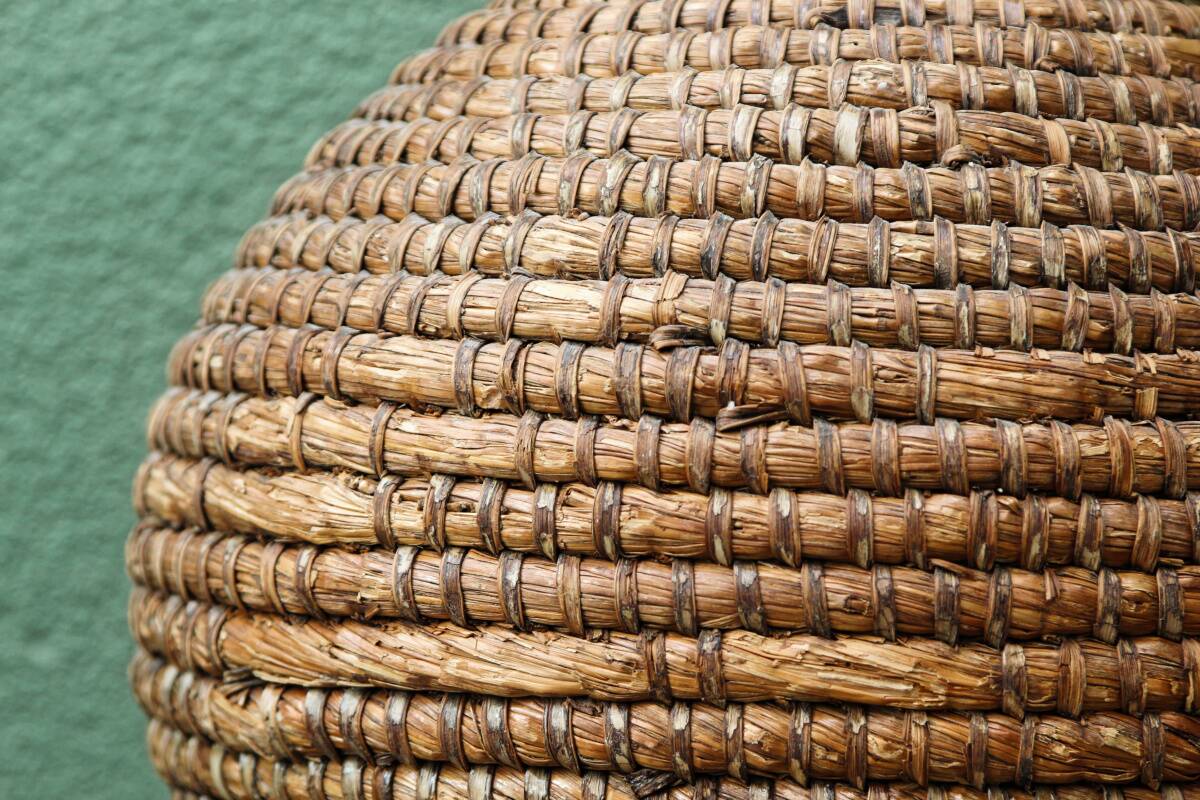Burgundy in braided straw