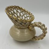 Beige vase in the shape of a jug art deco earthenware Thulin