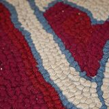 Tapis antique fait main Hooked américain 67cm x 135cm (1930s)