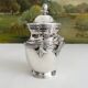 Antique monogrammed silver-plated metal sugar bowl