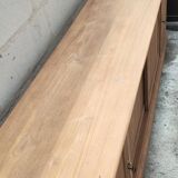 Large four-door row of industrial furniture in raw wood design