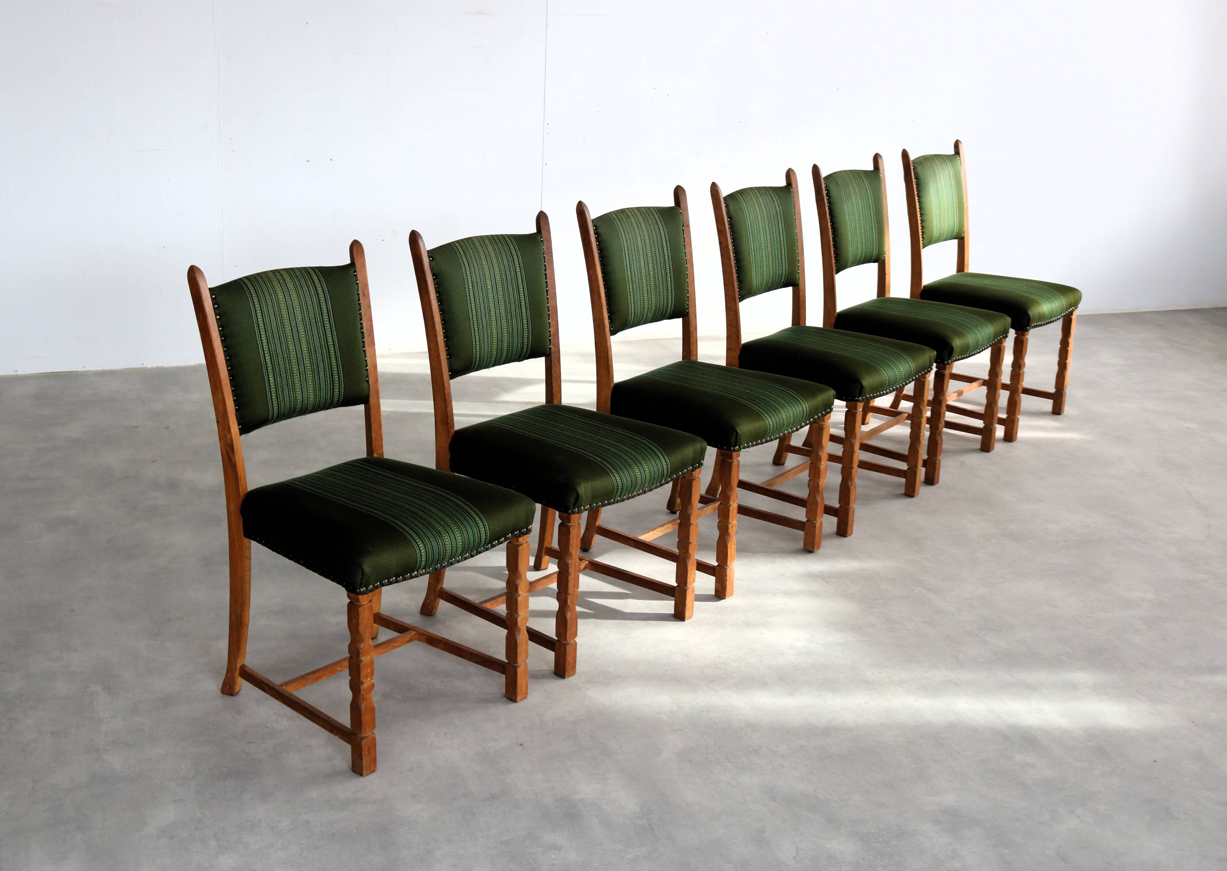 6 Danish Brutalist Dining Chairs