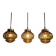 Set of 3 amber glass pendant lights, RAAK Amsterdam, 1970