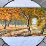 tableau huile sur toile paysage automnal signé "Senneret" vintage