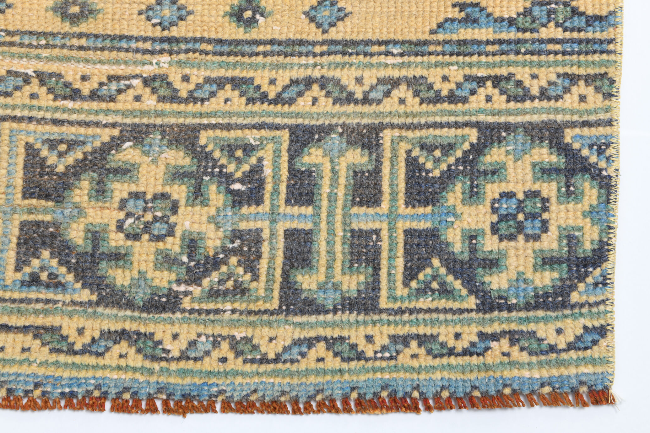Pale orange & blue turkish runner rug 72x341cm