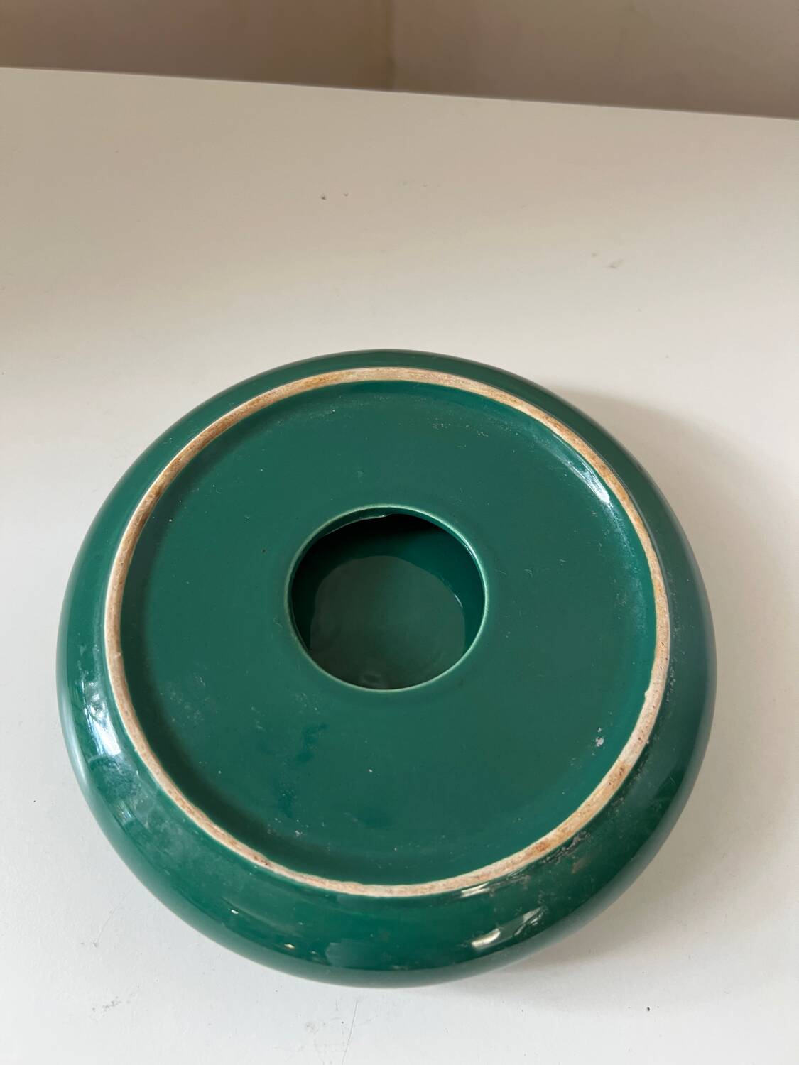 Cendrier vide poche rond vert François Chatain France 1980