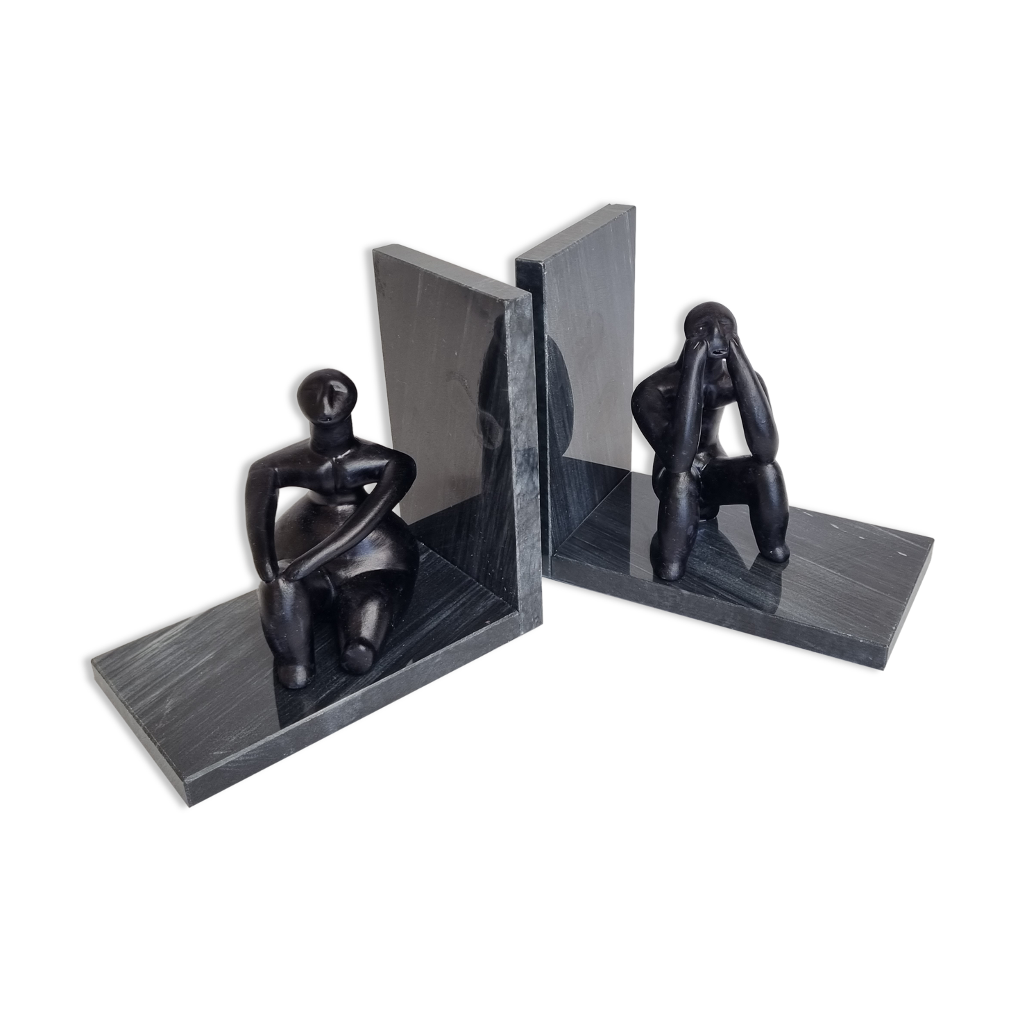 Pair of bookends the thinker and the seated lady, 15 cm