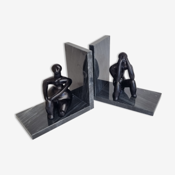 Pair of bookends the thinker and the seated lady, 15 cm